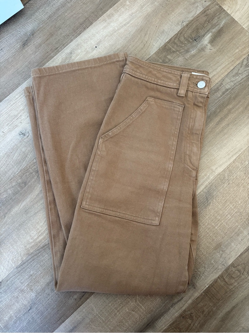 Wilfred Tan Straight-Leg Pants with Utility Pocket